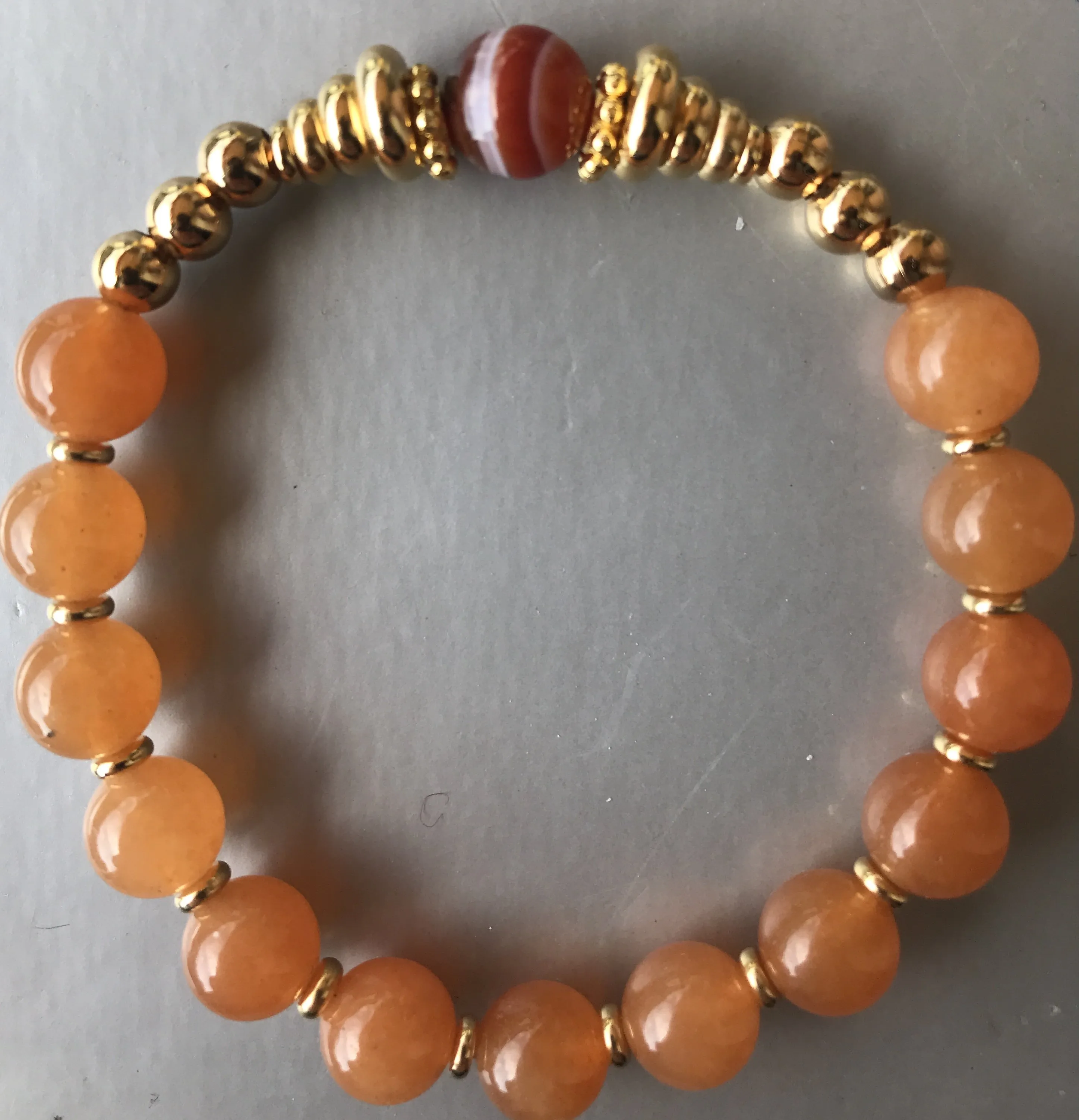 Bracelet Cornaline et Aventurine orange. Perles de 8mm.